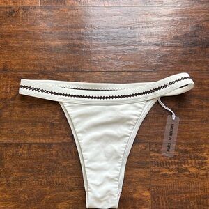 Cream Bikini Bottom with Contrast Stitching
